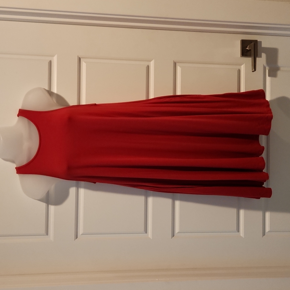 Lulu's Red Sleeveless Midi Swing Dress